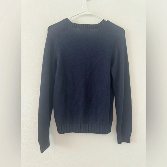 Lands End Girls Navy Ribbed Fisherman Knit Classic Sweater NWT Size M 10/12 - Picture 2 of 8
